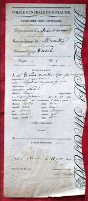 Passeport de l'Intérieur de 1839