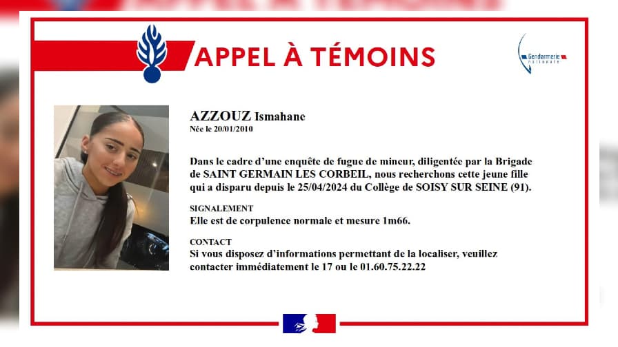 , Essonne: la gendarmerie lance un appel &agrave; t&eacute;moins pour tenter de retrouver une adolescente de 14 ans