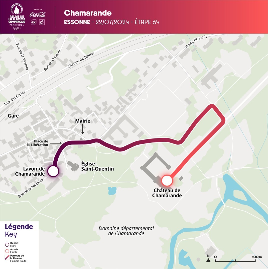 L'itinéraire prévu de la flamme à Chamarande.
