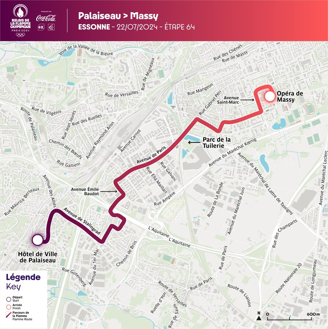 Le parcours de la flamme entre Palaiseau et l'Opéra de Massy