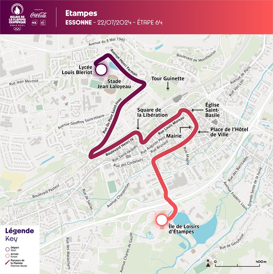 Le parcours de la flamme à Étampes