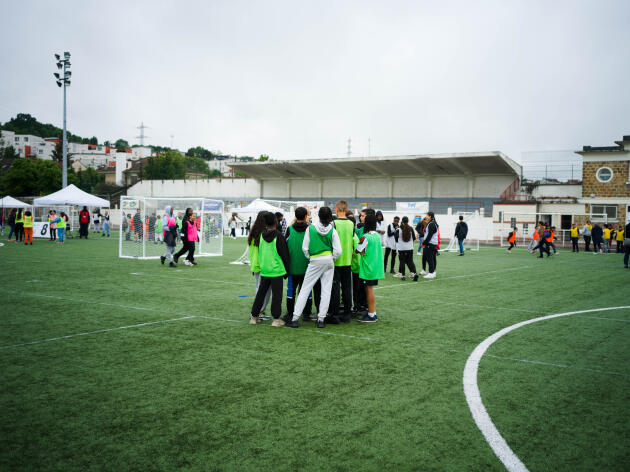 Au parc des sports de Villemomble, lors du tournoi de triballon, qui oppose des coll&eacute;giens de Seine-Saint-Denis, le 29&nbsp;mai&nbsp;2024.