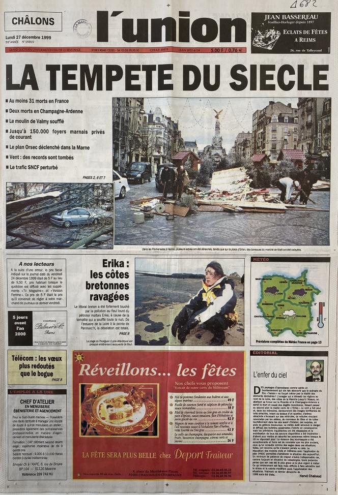 Une du 27 d&eacute;cembre 1999