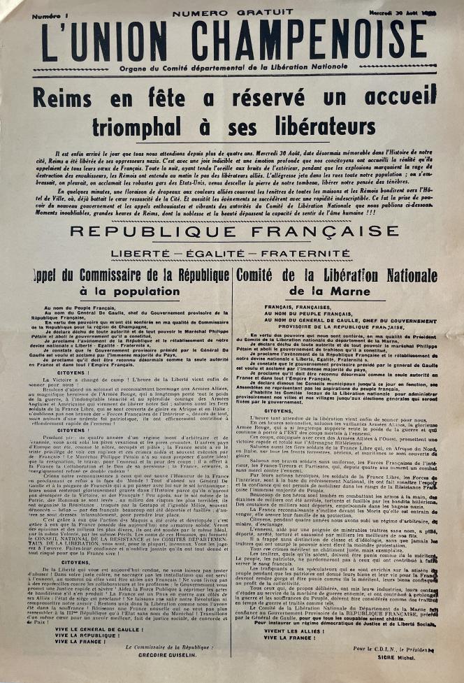 Une du 30 ao&ucirc;t 1944.