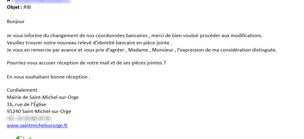 , Essonne : tentative de phishing en usurpant l&rsquo;identit&eacute; de la mairie de Saint-Michel-sur-Orge