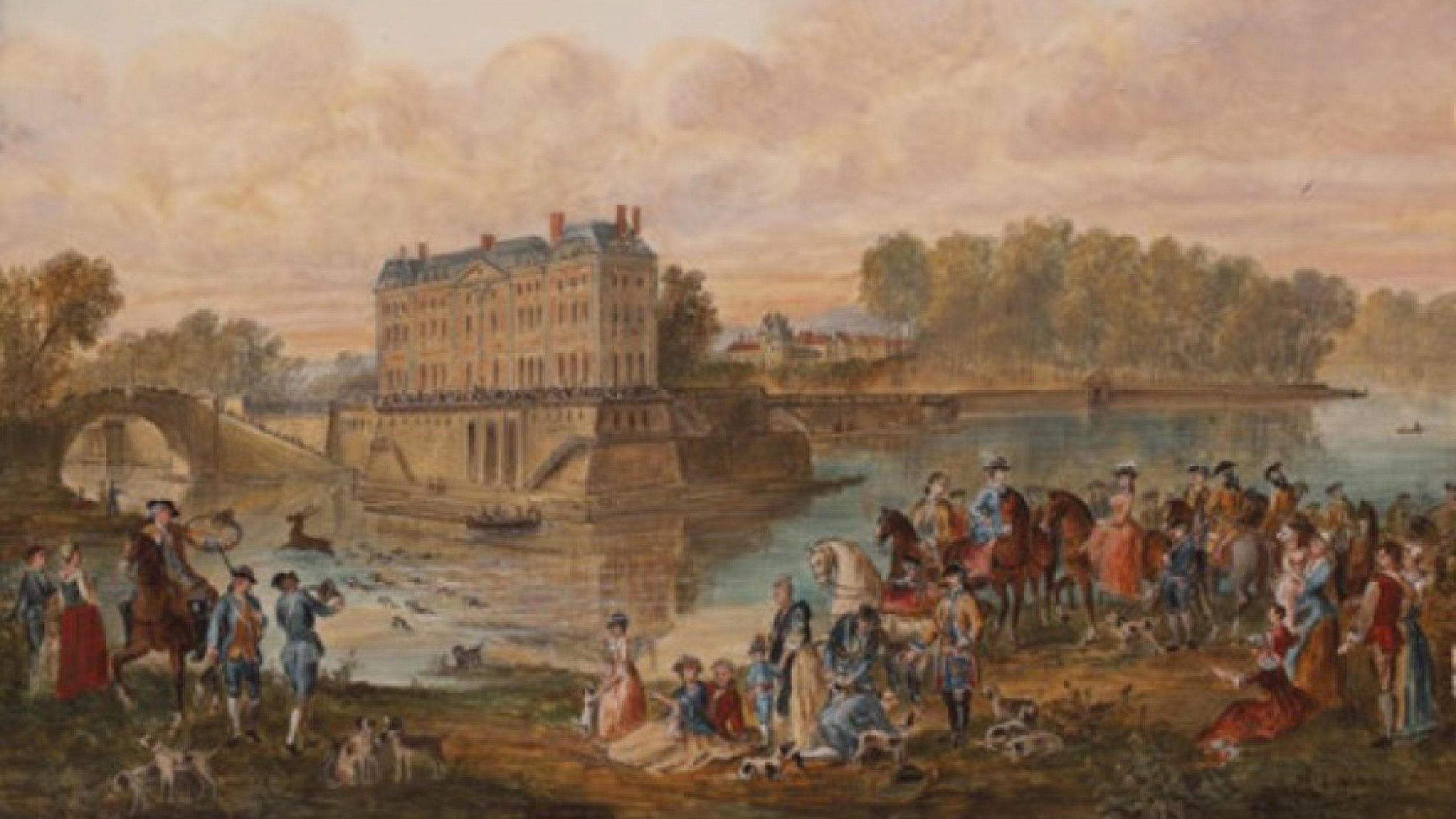 © Musée d’Art et d’Histoire Louis-Senlecq de L’Isle-Adam - “L’Hallali devant le château
de L’Isle-Adam en 1766”, peinture encre et gouache sur papier de Louis-Gabriel Moreau (dit Moreau l’Aîné), exposé jusqu’au 21 septembre.
