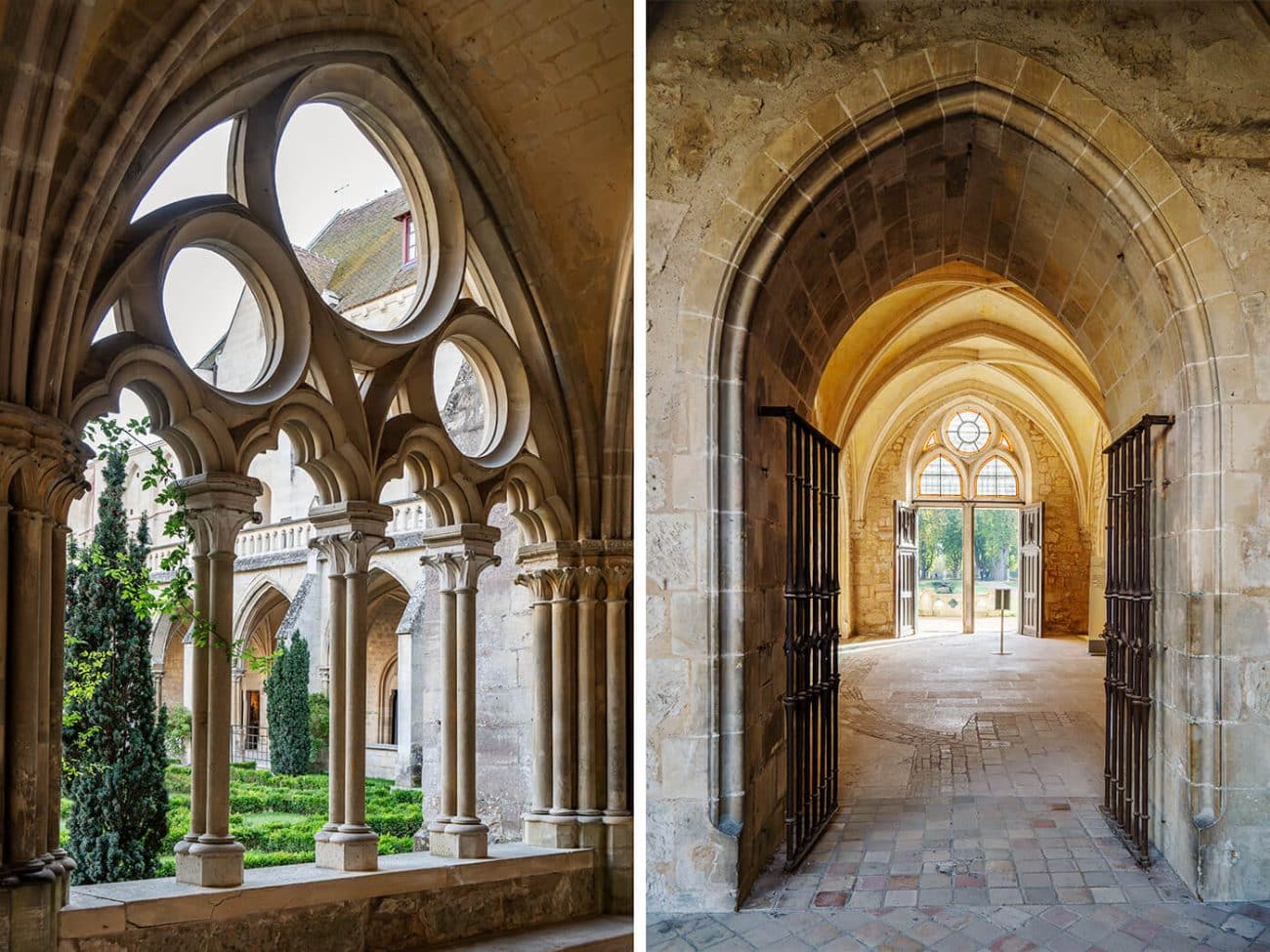 &Agrave; gauche, les arcatures du clo&icirc;tre. &Agrave; droite, le passage vers le clo&icirc;tre