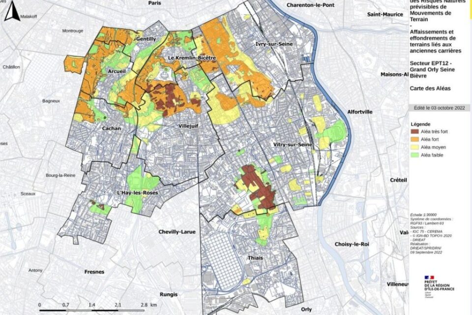 Plan de pr&eacute;vention des risques
de mouvements de terrain (PPRMT), janvier 2023.
